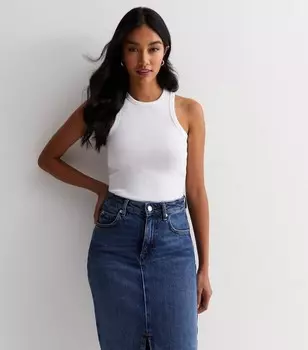 Белый гоночный топ в рубчик New Look, белый