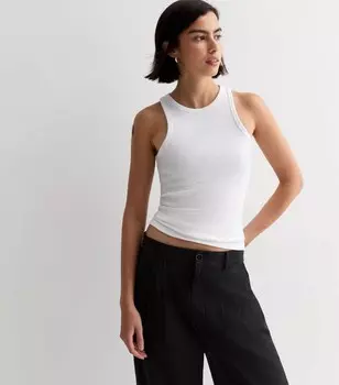 Белый гоночный топ в рубчик New Look, белый