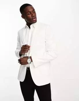 Белый хлопковый пиджак узкого кроя ASOS Wedding
