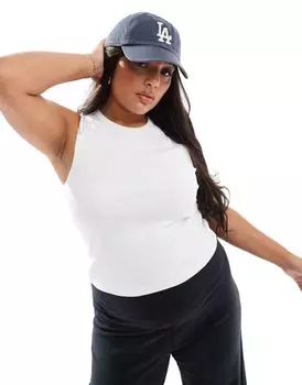 Белый хлопковый спортивный жилет в рубчик 90-х годов ASOS 4505 Curve Icon