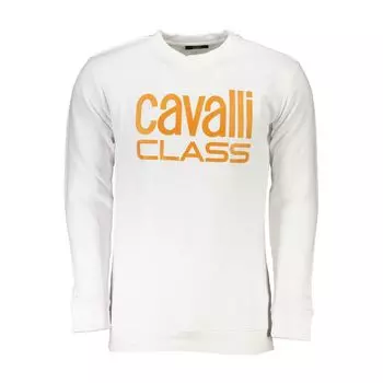 Белый хлопковый свитер cavalli CLASS