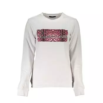 Белый хлопковый свитер cavalli CLASS