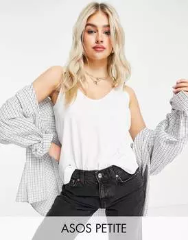 Белый хлопковый жилет с круглым вырезом ASOS DESIGN Petite Ultimate - WHITE