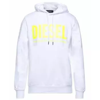 Белый худи с большим ярким логотипом Diesel, белый