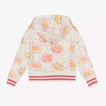 Белый худи с цветочным принтом Monnalisa, белый