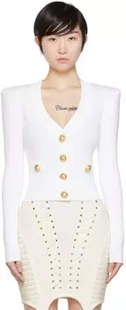 Белый кардиган из вискозы Balmain
