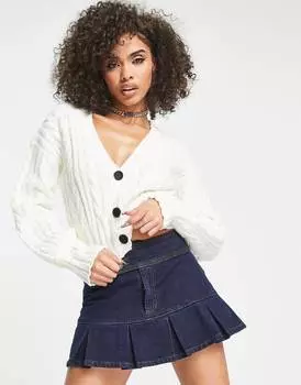 Белый кардиган крупной вязки с косами ASYOU