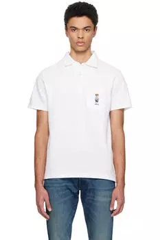 Белый классический поло поло с сеткой Bear Polo Ralph Lauren