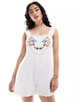 Белый комбинезон для пикника с вышивкой ASOS DESIGN