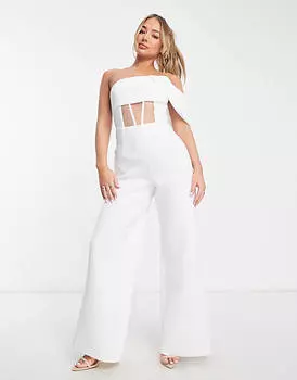Белый комбинезон с корсетом на одно плечо ASOS DESIGN
