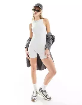 Белый комбинезон в рубчик ASOS DESIGN Curve