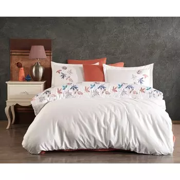 Белый Комплект постельного белья с вышивкой Dantela Hazan