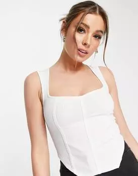 Белый корсет без рукавов с очень широким вырезом ASOS DESIGN