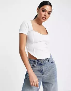 Белый корсет с короткими рукавами и очень широким вырезом ASOS DESIGN