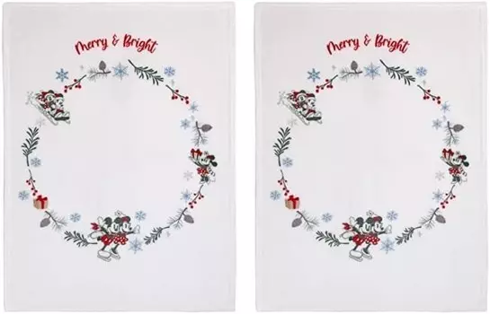 Белый, красный и зеленый рождественский венок с Микки и Минни Маус от Disney «Веселое и яркое детское одеяло для фотосессии» (комплект из 2 шт.), Disney Mickey And Minnie Christmas