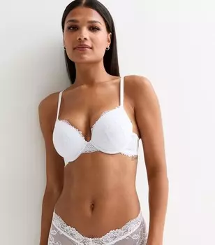 Белый кружевной бюстгальтер-футболка New Look, белый