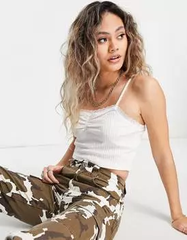 Белый кружевной топ с пуантами Topshop