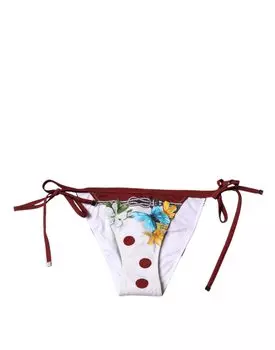 Белый купальник с цветочным принтом, плавки бикини Dolce & Gabbana
