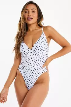 Белый купальник в горошек QUIZ Clothing