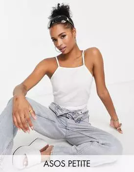 Белый льняной топ с квадратным вырезом и шнуровкой на спине ASOS DESIGN Petite