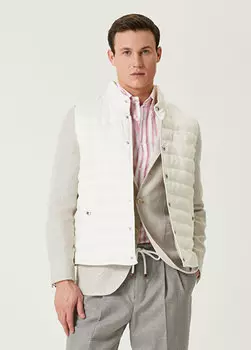 Белый льняной жилет Brunello Cucinelli
