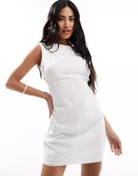Белый мини-сарафан с открытой спиной и люверсами ASOS DESIGN