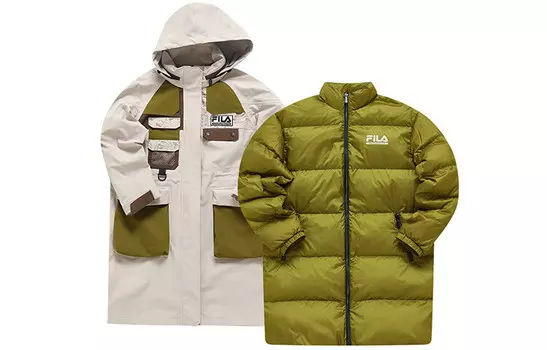 Белый Mountaineering X FILAXWHITE MOUNTAINEERING пуховик женский бежевый Fila Fusion