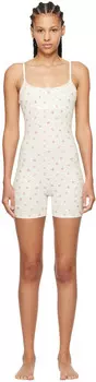 Белый мягкий комбинезон-комбинезон с кружевом и вырезом-лодочкой SKIMS
