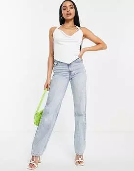 Белый обтягивающий топ с хомутом и халтером ASOS DESIGN