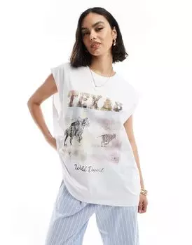 Белый оверсайз-жилет с изображением техасского ковбоя ASOS DESIGN