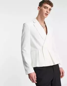 Белый пиджак с баской ASOS