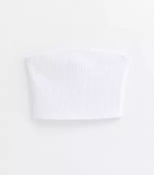 Белый пляжный топ-бандо с жатой отделкой для девочек New Look, белый