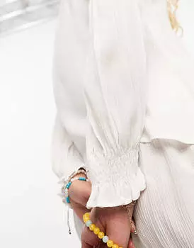 Белый пляжный топ с длинными рукавами и оборками Isla & Bird