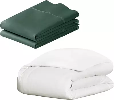 Белый пододеяльник с 2 наволочками Hunter Green — плотность нитей 400, 100 % хлопковый сатин (King) California Design Den