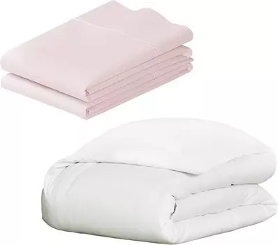 Белый пододеяльник с 2 розовыми наволочками — плотность нити 400, 100 % хлопковый сатин (King) California Design Den