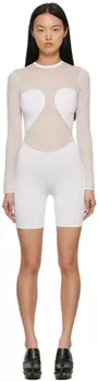 Белый полупрозрачный короткий комбинезон ALAÏA