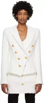 Белый приталенный пиджак Balmain
