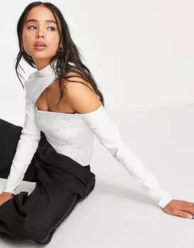 Белый приталенный топ с вырезами ASOS DESIGN 00's