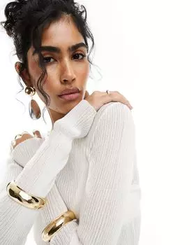 Белый прозрачный топ с v-образным вырезом и длинными рукавами & Other Stories