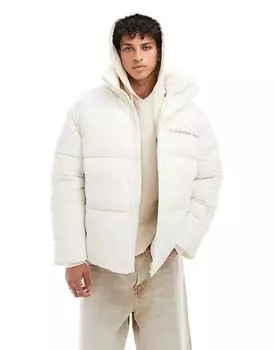 Белый пуховик из синели с монологом Calvin Klein Jeans