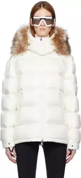 Белый пуховик Moncler из меха Mairefur
