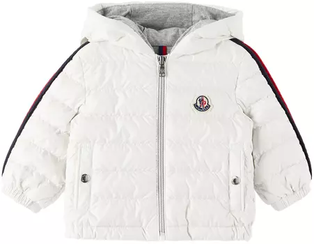 Белый пуховик с капюшоном для малышей Moncler Enfant
