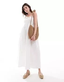 Белый сарафан миди с кружевной отделкой и грудью ASOS DESIGN