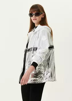 Белый серебряный плащ с капюшоном Moncler
