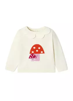 Белый шерстяной свитер с зубчатым воротником для маленьких девочек Jacadi Paris