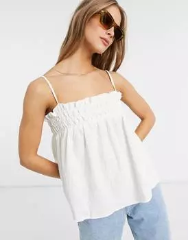 Белый солнцезащитный топ на бретельках с объемной текстурой ASOS DESIGN