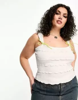 Белый структурированный топ COLLUSION Plus с завязками