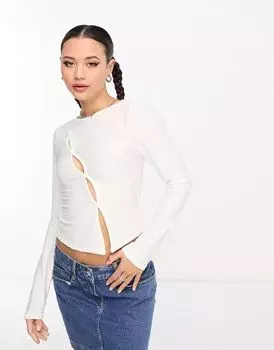 Белый структурированный топ с длинными рукавами COLLUSION