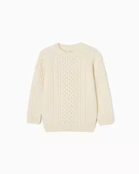 Белый свитер для мальчика с ребристой отделкой Zippy, белый