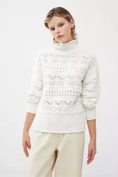 Белый свитер Linney High с длинными рукавами и декоративной строчкой French Connection, белый